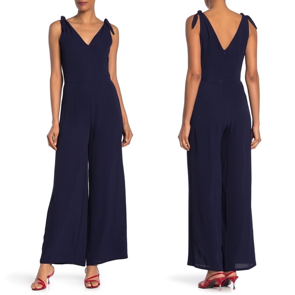 Betsey Johnson Navy Seals Tie Shoulder Wide Leg Jumpsuit Size 8 New w/Tag $128 - Picture 8 of 8